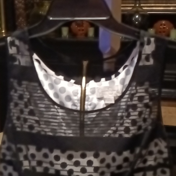 FINAL PRICE NWOT Jessica Simpson black/ white sheer polkadot dress w 20" zipper - Picture 2 of 16